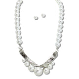 109374, HAMMERED CURVE PEARL BEADED NECKLACE