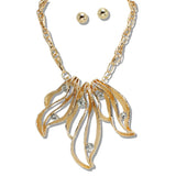 109375, LEAF CRYSTAL STATEMENT NECKLACE