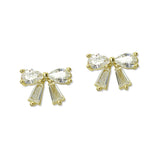 109380, BOW CUBIC ZIRCONIA STUD EARRING