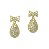 109381, TEARDROP BOW CUBIC ZIRCONIA ACCENT EARRING
