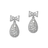 109381, TEARDROP BOW CUBIC ZIRCONIA ACCENT EARRING