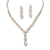 109383, MARQUISE CUBIC ZIRCONIA ACCENT CRYSTAL RHINESTONE NECKLACE SET