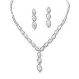 109383, MARQUISE CUBIC ZIRCONIA ACCENT CRYSTAL RHINESTONE NECKLACE SET
