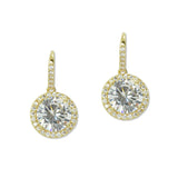 109383, ROUND HALO DROP CUBIC ZIRCONIA EARRING