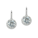 109383, ROUND HALO DROP CUBIC ZIRCONIA EARRING