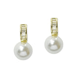 109386, BAGUETTE CUBIC ZIRCONIA ACCENT PEARL DROP EARRING