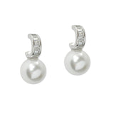 109386, BAGUETTE CUBIC ZIRCONIA ACCENT PEARL DROP EARRING