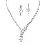 109387, MARQUISE CUBIC ZIRCONIA ACCENT CRYSTAL RHINESTONE NECKLACE