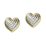 109388, 14K GOLD PLATED TWO TONE HEART DESIGNER INSPIRED STUD EARRING