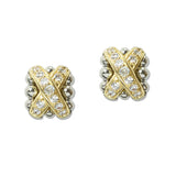 109389, 14K GOLD PLATED CUBIC ZIRCONIA ACCENT X DESIGNER INSPIRED EARRING