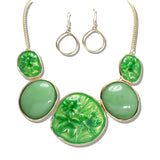 109389, FLOWER ENGRAVED GEOMETRIC CELLULOID ACETATE NECKLACE