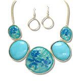 109389, FLOWER ENGRAVED GEOMETRIC CELLULOID ACETATE NECKLACE