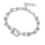 109391, 14K GOLD PLATED CUBIC ZIRCONIA ACCENT LINK CHAIN DESIGNER INSPIRED BRACELET