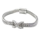 109393, 14K GOLD PLATED DESIGNER INSPIRED BRACELET WITH PAVE CUBIC ZIRCONIA X ACCENT MAGNETIC CLOSURE