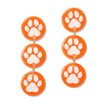 109394, GAME DAY PAW PRINT ROUND GLITTER ACRYLIC DANGLE EARRING