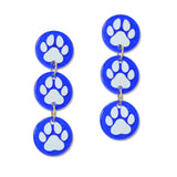 109394, GAME DAY PAW PRINT ROUND GLITTER ACRYLIC DANGLE EARRING