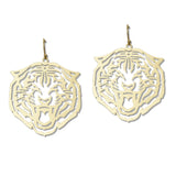 109398, GAME DAY TIGER HEAD CUTOUT DANGLE EARRING