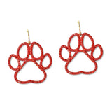 109400, GAME DAY GLITTER PAW PRINT DANGLE EARRING