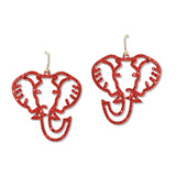 109407, RED CRYSTAL ELEPHANT HEAD DANGLE EARRING