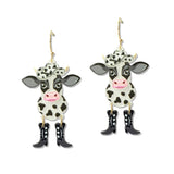 109413, WESTERN COWGIRL COW ACRYLIC DANGLE EARRING