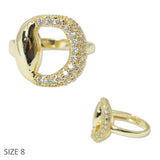 109416, 14K GOLD PLATED OPEN CIRCLE CUBIC ZIRCONIA ACCENT DESIGNER INSPIRED RING