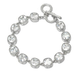 109418, 14K GOLD PLATED GEOMETRIC CUBIC ZIRCONIA ACCENT LINK BRACELET