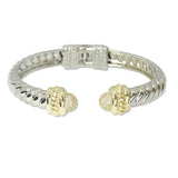 109421, 14K GOLD PLATED PAVE CUBIC ZIRCONIA DESIGNER INSPIRED CUFF BRACELET