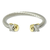 109422, 14K GOLD PLATED PAVE CUBIC ZIRCONIA X ACCENT DESIGNER INSPIRED CUFF BRACELET