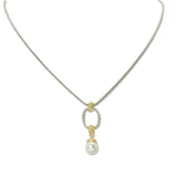 109429, 14K GOLD PLATED PEARL DROP PENDANT DESIGNER INSPIRED NECKLACE