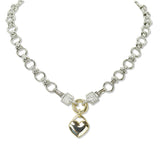 109430, 14K GOLD PLATED PAVE CUBIC ZIRCONIA ACCENT HEART PENDANT DESIGNER INSPIRED NECKLACE