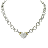 109431, 14K GOLD PLATED PAVE CUBIC ZIRCONIA HEART DESIGNER INSPIRED NECKLACE