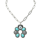 109438, WESTERN LUCKY 8 BALL TURQUOISE STONE SQUASH BLOSSOM NECKLACE