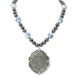 109439, WESTERN NAVAJO PORCELAIN BEAD ACCENTS ORNATE PENDANT NECKLACE