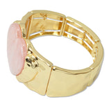 109442, BOLD CELLULOID ACETATE HEART ACCENT HAMMERED STRETCH BRACELET