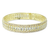 109444, BAGUETTE CUBIC ZIRCONIA ACCENT STRETCH CUFF BRACELET