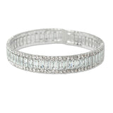 109444, BAGUETTE CUBIC ZIRCONIA ACCENT STRETCH CUFF BRACELET