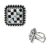 109445, WESTERN CHECKERBOARD SQUARE ADJUSTABLE CUFF RING