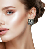 109446, WESTERN CHECKERBOARD SQUARE EARRING