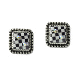 109446, WESTERN CHECKERBOARD SQUARE EARRING