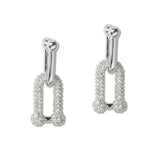 109447, 14K GOLD PLATED CUBIC ZIRCONIA PAVE LINK DROP EARRING