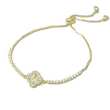 109453, CLOVER CUBIC ZIRCONIA ACCENT ADJUSTABLE BRACELET