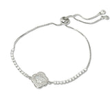 109453, CLOVER CUBIC ZIRCONIA ACCENT ADJUSTABLE BRACELET