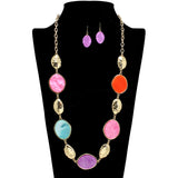 109455, GEOMETRIC GLITTER CELLULOID ACEATE LONG NECKLACE