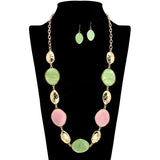 109455, SORORITY GEOMETRIC GLITTER CELLULOID ACEATE LONG NECKLACE