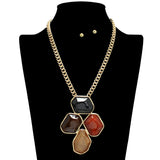 109456, GEOMETRIC RESIN CELLULOID ACETATE STATEMENT NECKLACE