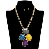 109456, GEOMETRIC RESIN CELLULOID ACETATE STATEMENT NECKLACE