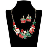 109459, CHRISTMAS HOLIDAY SANTA GIFT AND TREE NECKLACE