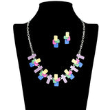 109460, GEOMETRIC RECTANGLES LAYERED STYLE NECKLACE