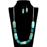 109464, TWISTED RECTANGLE RESIN BEADED ADJUSTABLE NECKLACE