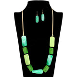 109464, TWISTED RECTANGLE RESIN BEADED ADJUSTABLE NECKLACE